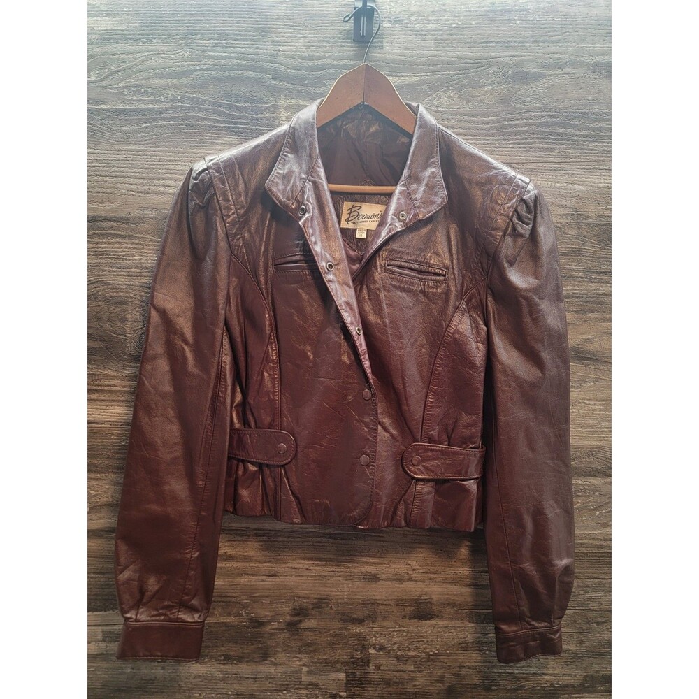 Womens Berman's Size 14 Leather Jacket  Vintage Burgundy Red Bermans